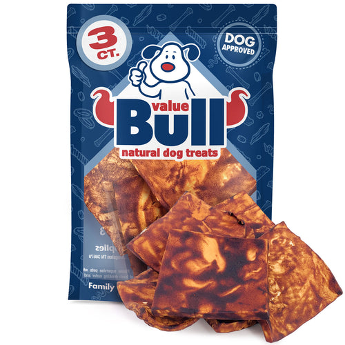 NEW- ValueBull Cheek Chips, Premium Beef Dog Chews, Beef Flavored, 3 Count