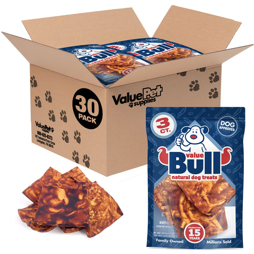 NEW- ValueBull Cheek Chips, Premium Beef Dog Chews, Beef Flavored, 30 Count