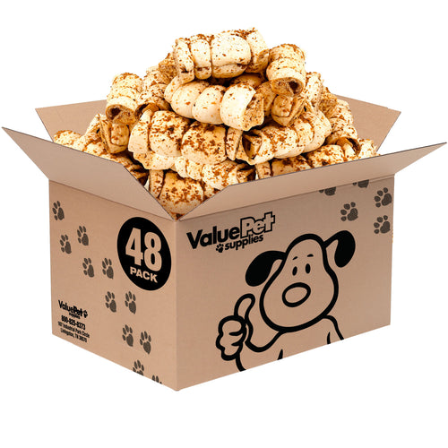 NEW- ValueBull Cheek Rolls, Premium Beef Dog Chews, Bully Dusted, 5-6 Inch, 48 Count BULK PACK