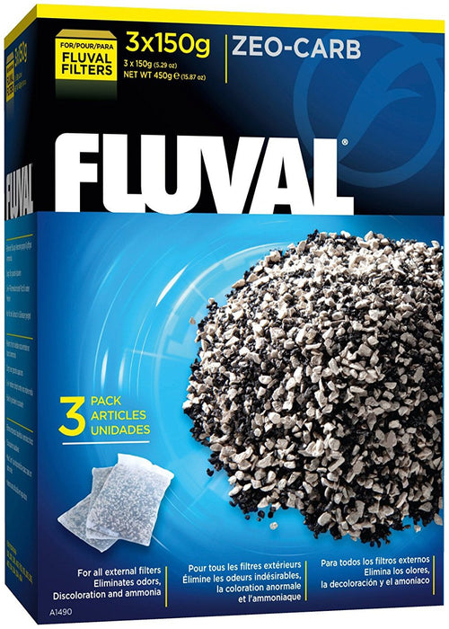 Fluval Zeo-Carb 3x 150 gram 3pk nylon bags x 6pk