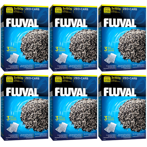 Fluval Zeo-Carb 3x 150 gram 3pk nylon bags x 6pk