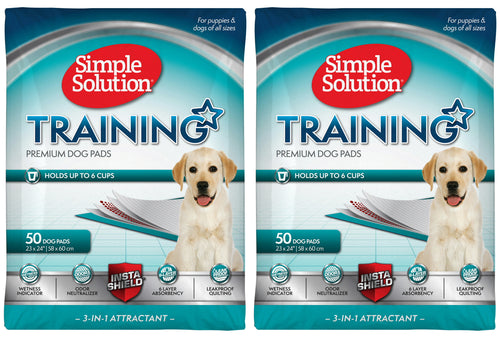 Simple Solution Training Pads for Dogs, Premium, 23x24 Inch, 50 Count, 2 Pack