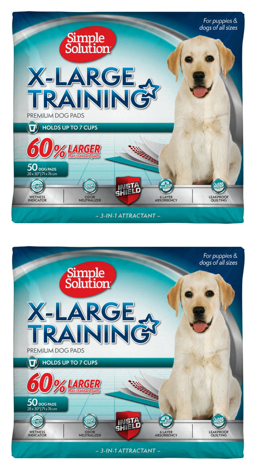 Simple Solution Training Pads for Dogs, Extra Large, 50 Count, 2 Pack