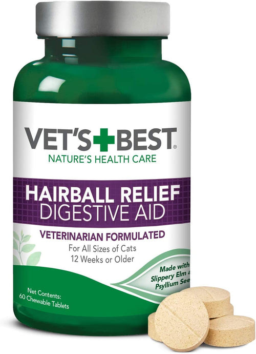 Vet's Best Hairball Relief Chewable Tablets for Cats, 60 Count
