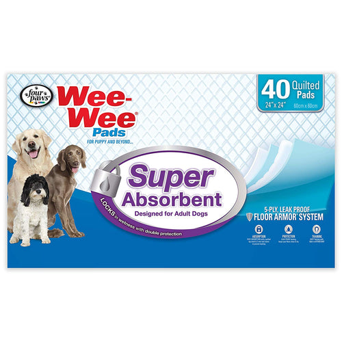 Four Paws Adult Wee Wee Pads, 24x24 Inch, 40 Count, 12 Pack