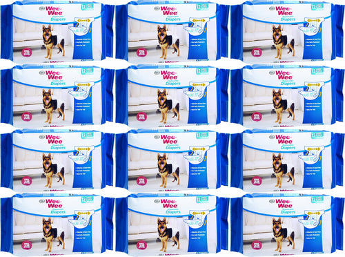 Four Paws Wee-Wee Dog Diapers with Tail-Hole, Disposable, Large/X-Large, 12 Count, 12 Pack