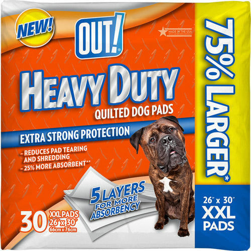 OUT! Training Pads for Dogs, Heavy Duty Quilted, XX-Large, 30 Count