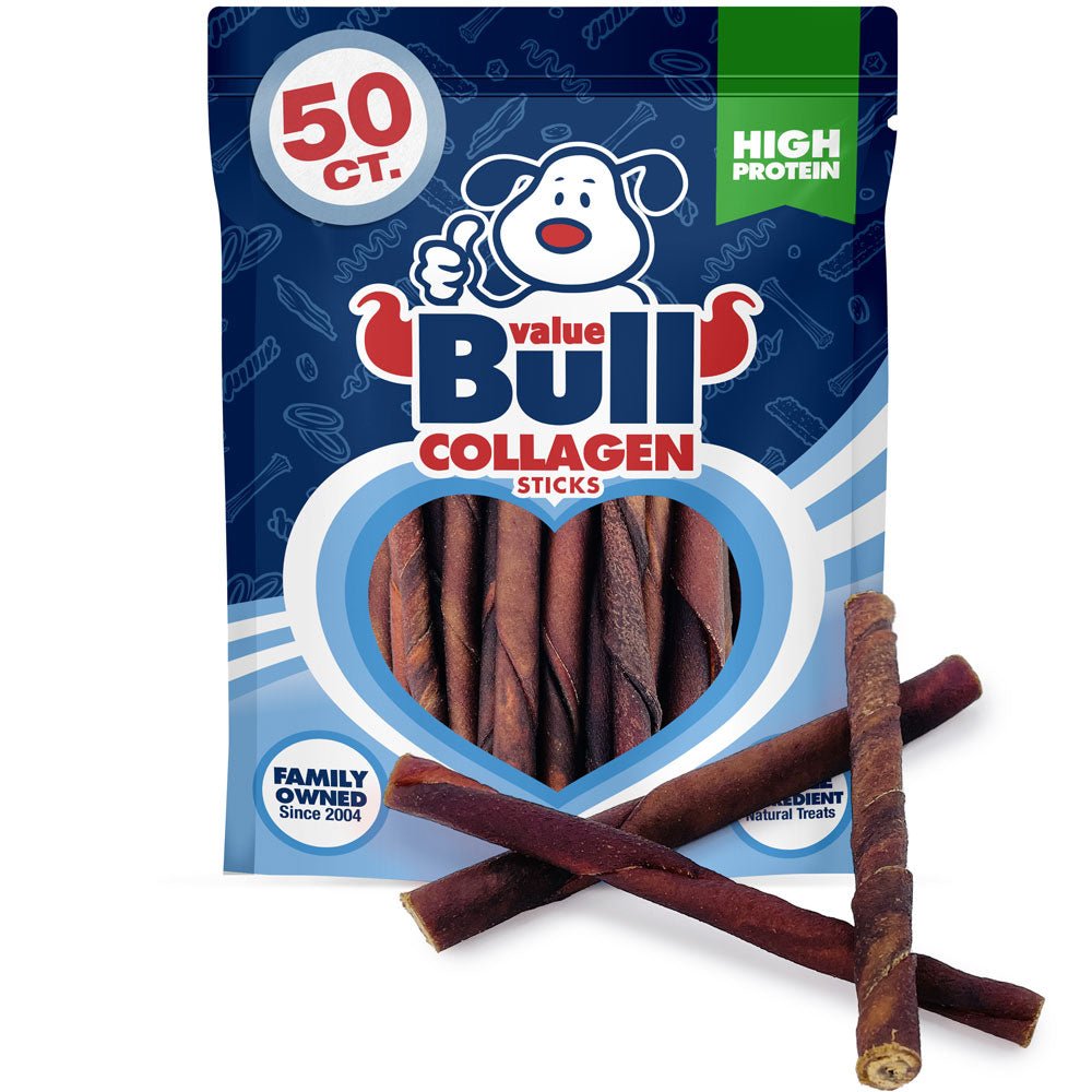ValueBull USA Collagen Twists for Dogs, Bully Sticks & Rawhide Alternative, 5 Inch, 50 Count - ValuePetSupplies