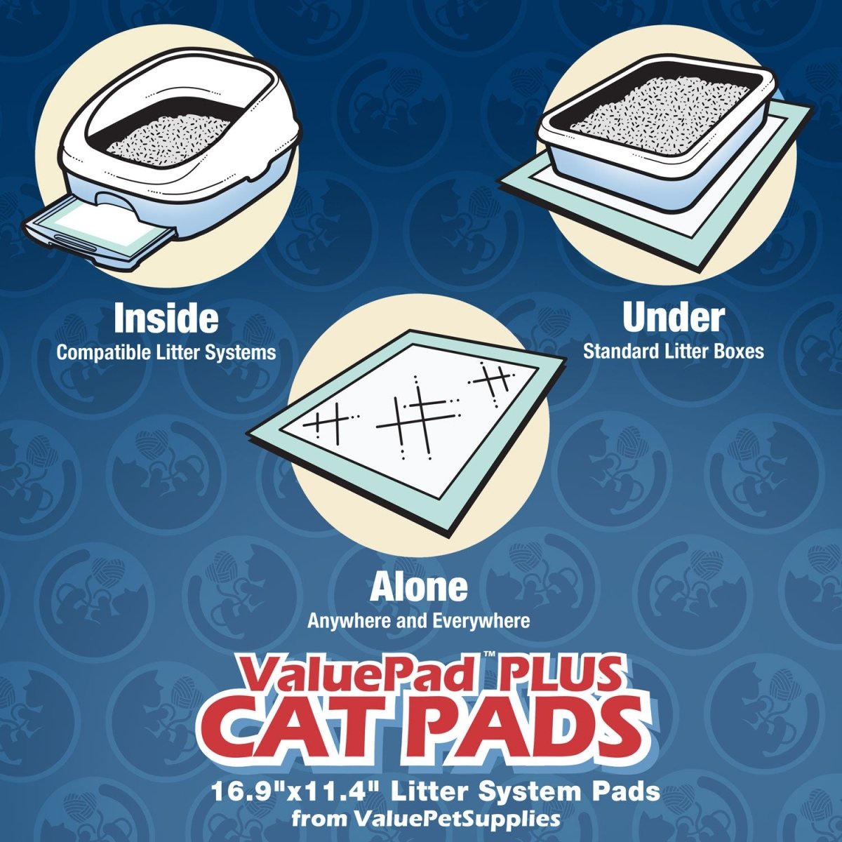 ValuePad Plus Cat Litter Pads, 16.9x11.4 Inch, Unscented, 200 Count - Breeze Compatible Refills BULK PACK - ValuePetSupplies