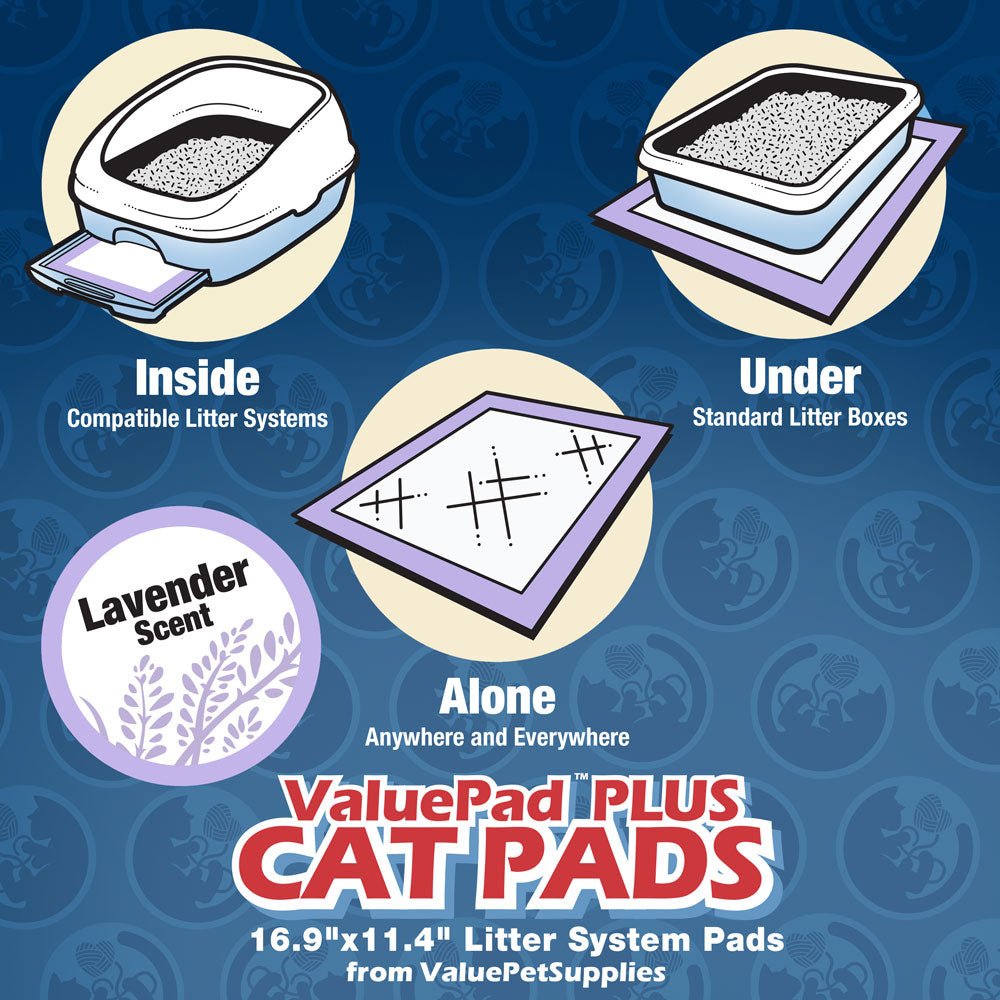 ValuePad Plus Cat Litter Pads, 16.9x11.4 Inch, Lavender Scent, 50 Count - Breeze Compatible Refills - ValuePetSupplies